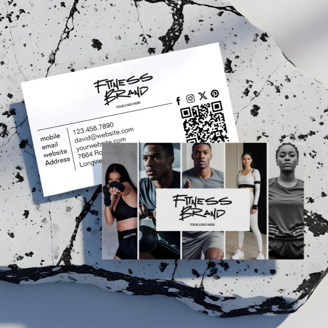 Carte De Visite Trendy Personal Trainer Fitness Photo Collage (Trendy Personal Trainer Fitness Photo Collage Business Card)