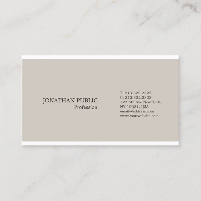 Carte De Visite Trendy Professional Moderne Elégant Couleur Simple (Devant)