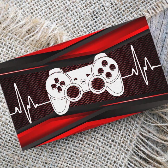 Carte De Visite Trendy Red Joypad Heartbeat Gamde Tester Gamer Fun (Créateur téléchargé)