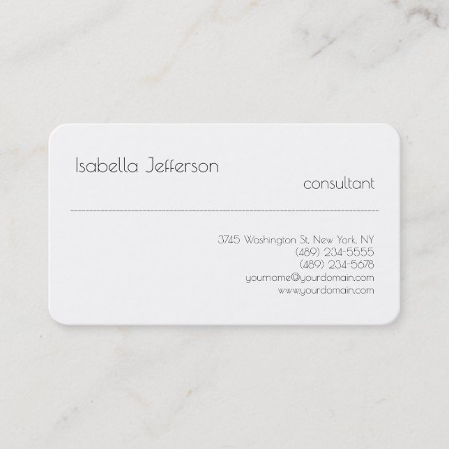 Carte De Visite Trendy Stylish Plain Creative Modern White (Devant)