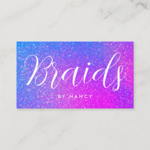 Carte De Visite Tresses Typographie violet Holographie Parties sci