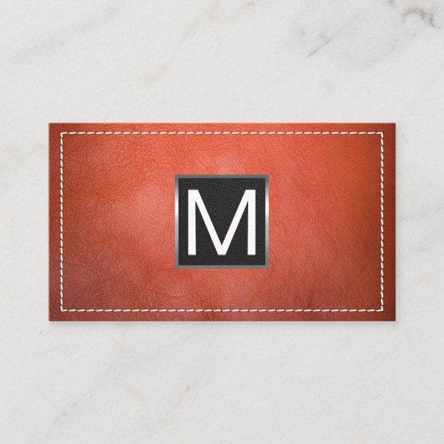 Carte De Visite Triage métallique monogramme | Cuir pointu (Devant)