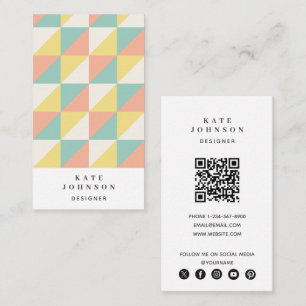 Carte De Visite Triangle géométrique Abstrait coloré Code QR