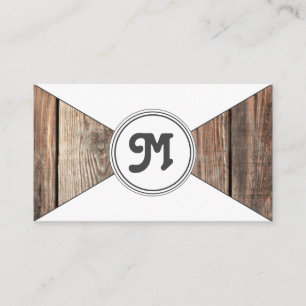 Carte De Visite Triangles blancs en bois organique monogramme