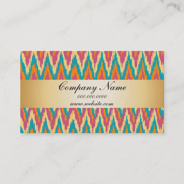 Carte De Visite TribaI couleurs Ikat ZigZag poche 2019 Calendrier (Devant)
