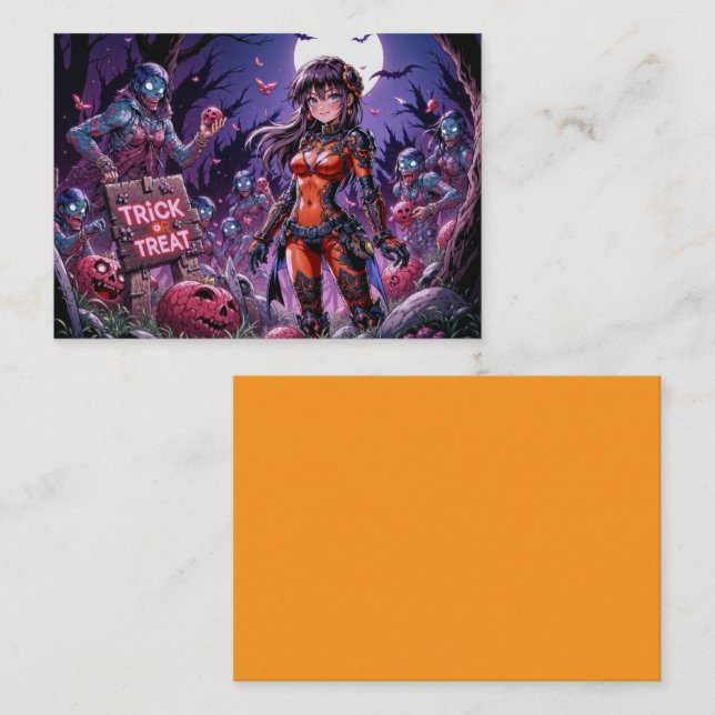 Carte De Visite Trick ou traiter Halloween Zombies distribuer le c (Devant / Derrière)