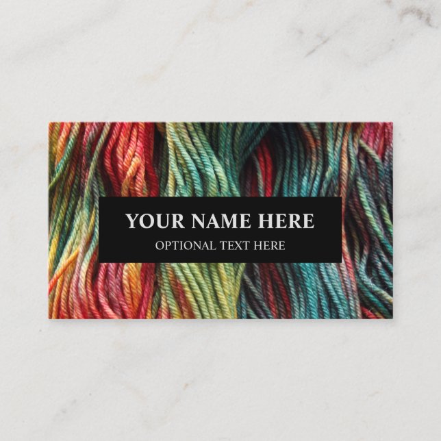 Carte De Visite Tricot de fils Laine verte rouge (Devant)