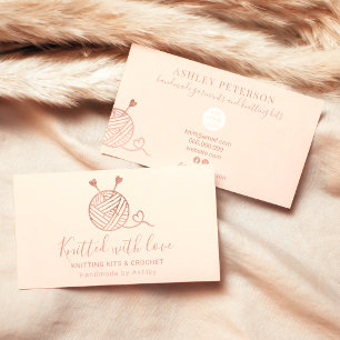 Carte De Visite tricot en or rose crochet fil fait main kit blush