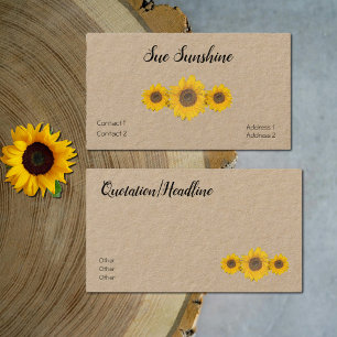 Carte De Visite Trio de tournesols sur papier kraft rustique