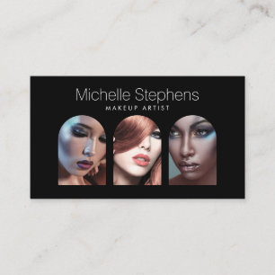 Carte De Visite Trio photo moderne chic pour maquilleurs artistes 