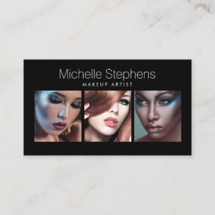 Carte De Visite Trio photo moderne pour maquilleurs artistes Black