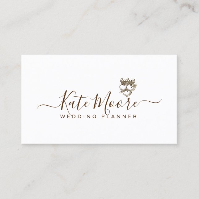Carte De Visite Triple Coeur Et Wedding planner De Script Couronne (Devant)
