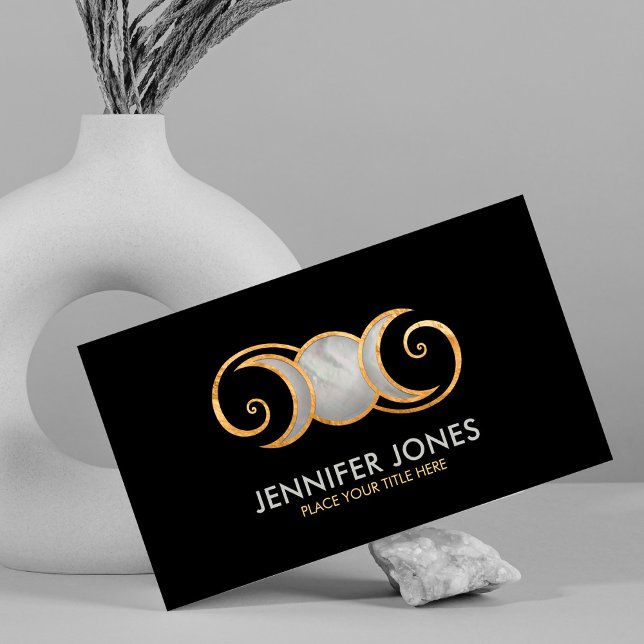 Carte De Visite Triple Lune - Ornement spiral doré (Créateur téléchargé)