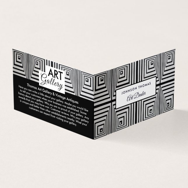 Carte De Visite Trippy Maze Carrés, Concessionnaire d'art, détails (Extérieur)