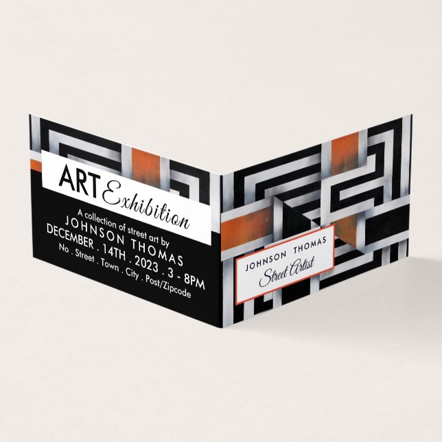 Carte De Visite Trippy Maze Motif, Exposition Artist, Détail (Extérieur)
