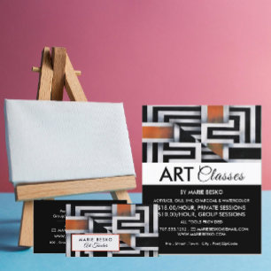 Carte De Visite Trippy Maze Motif, professeur d'art