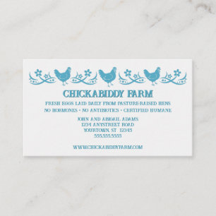 Carte De Visite Trois Blue Hens Egg Farm Fermier Country Store