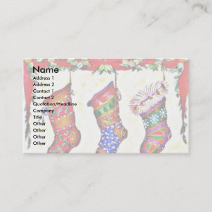 Carte De Visite Trois chaussettes de Noël pendant de la cheminée