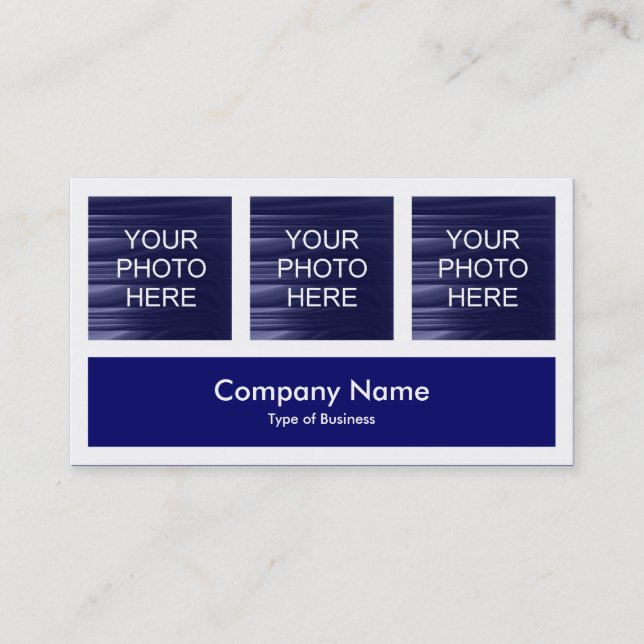 Carte De Visite Trois photos plus un - Deep Navy Blue (Devant)