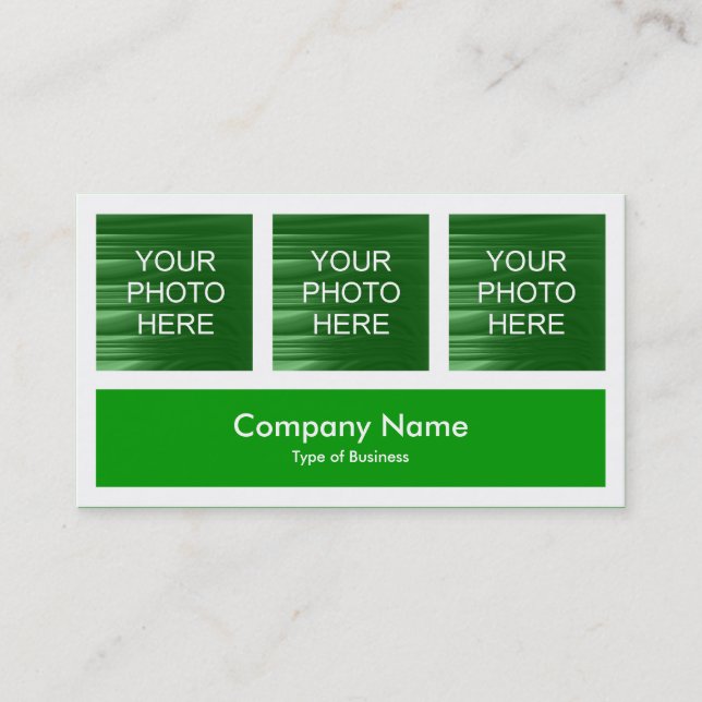 Carte De Visite Trois Photos Plus Un - Vert Herbe (Devant)