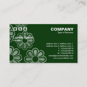 Carte De Visite Trois Rectangles - Cascade de fleurs vert foncé