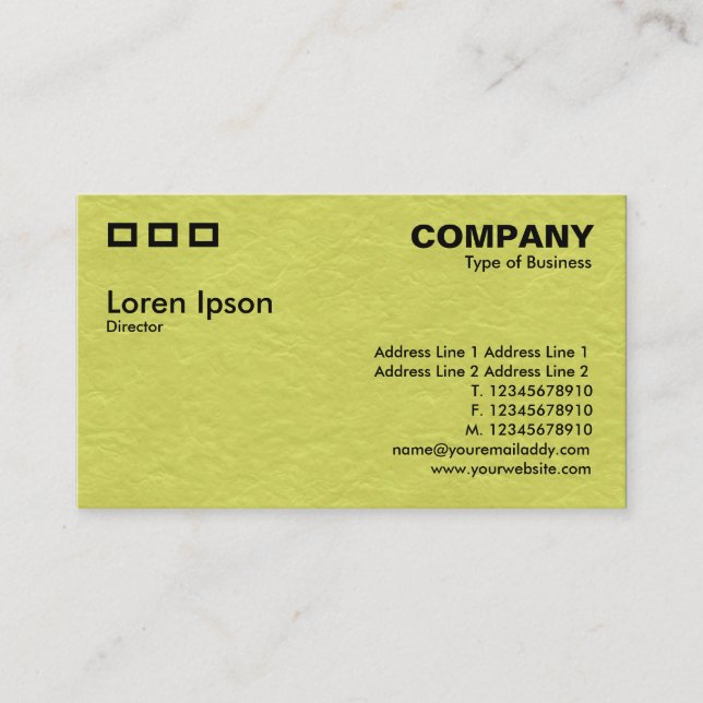 Carte De Visite Trois Rectangles - Texture papier ondulée Jaune (Devant)