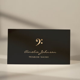 Carte De Visite Trombone Enseignant Bass Clef Gold & Black Profess