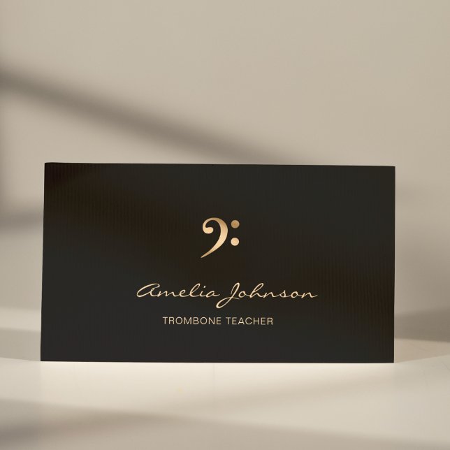 Carte De Visite Trombone Enseignant Bass Clef Gold & Black Profess (Créateur téléchargé)