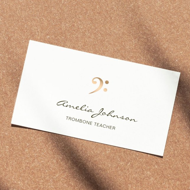 Carte De Visite Trombone Enseignant Gold Bass Clef Professional (Créateur téléchargé)