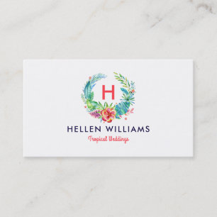 Carte De Visite Tropical Colorful Floral Wreath