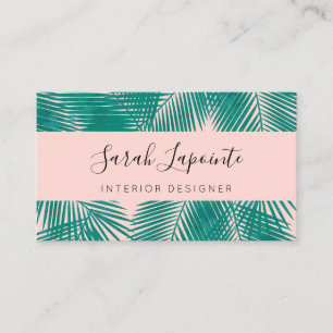 Carte De Visite Tropical Green Palm Feuille Design tendance sur ro