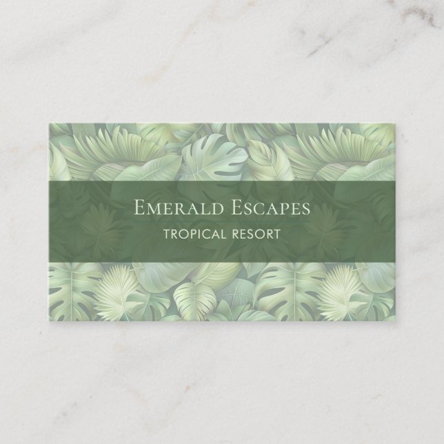 Carte De Visite Tropical Leaves Monogram Business Card (Devant)