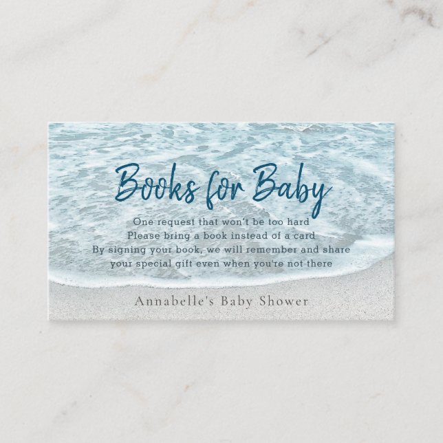 Carte De Visite Tropical Ocean Beach Baby shower Books Demande (Devant)