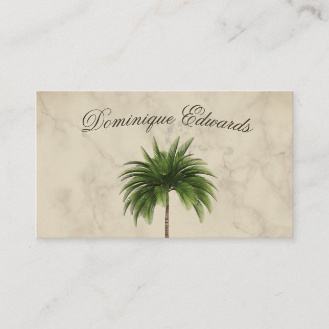 Carte De Visite Tropical Palm Tree élégant Marbré professionnel (Devant)