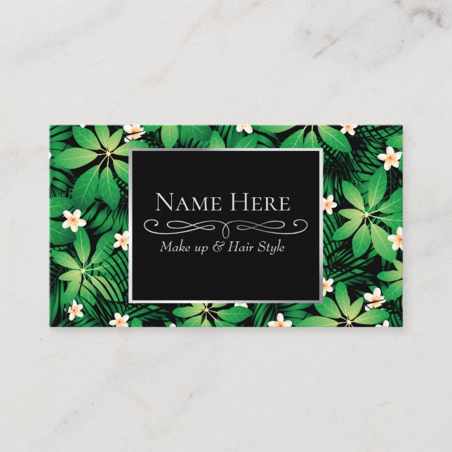 Carte De Visite Tropical plumeria lush forest (Devant)