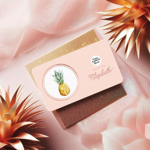 Carte De Visite Tropical Rose Gold et Blush Pink Event Planner