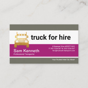 Carte De Visite Trucker en colonne gris mauve rétro