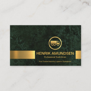 Carte De Visite Trucker en Grunge en marbre vert Emerald Gold Stri