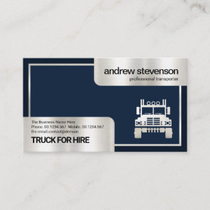 Carte De Visite Trucker logistique à cadre argenté spécial