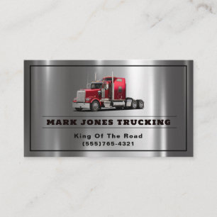Carte De Visite Trucker Transport Semi Trucking Métal