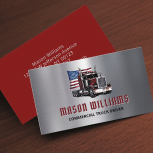 Carte De Visite Trucker Transport Trucker Company Drapeau américai