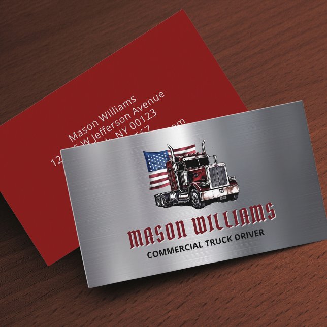 Carte De Visite Trucker Transport Trucker Company Drapeau américai (Créateur téléchargé)
