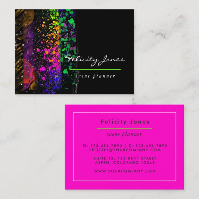 Carte De Visite Trucs de pinceau de néon (Devant / Derrière)