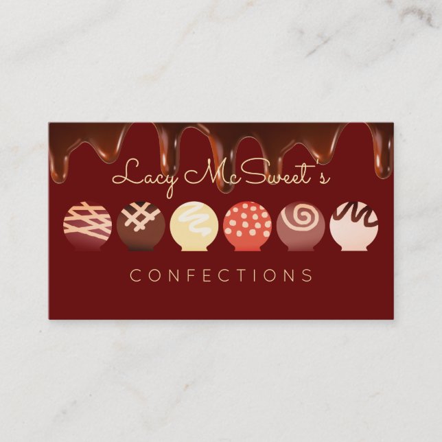 Carte De Visite Truffes chocolat confections de bonbons trempées (Devant)