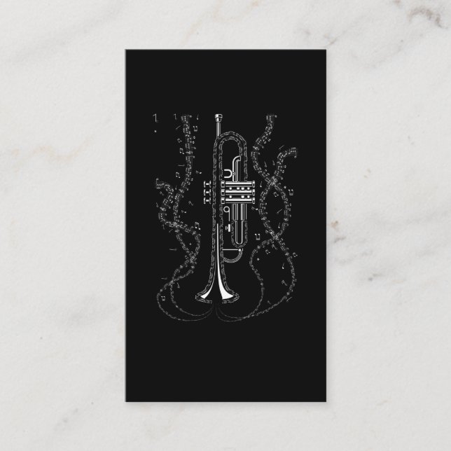 Carte De Visite Trumpet Music Notes Instrument Musicien Trumpeter (Devant)
