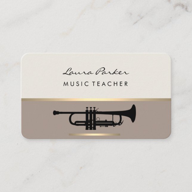 Carte De Visite Trumpet Musicien Musique Instrument Or (Devant)