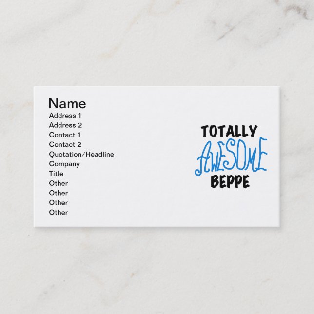 Carte De Visite Tshirts et cadeaux de Beppe totalement géniaux (Devant)