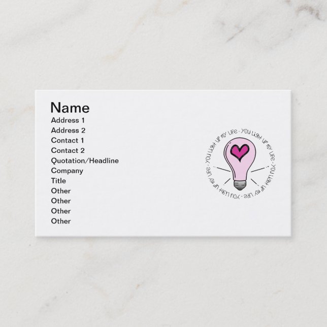 Carte De Visite Tu Illumines Ma Vie (Devant)