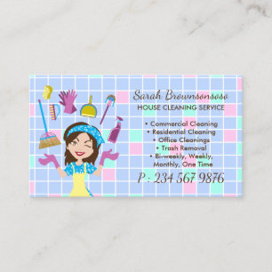 Carte De Visite Tuiles de service de nettoyage de maison de bonne 