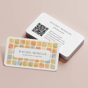 Carte De Visite Tuiles pastel chaudes Boho CODE QR argile poterie
